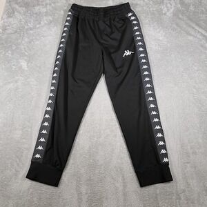Kappa 222 Banda Track Pants Youth Boys XXL Black Logo Tape Joggers Athletic